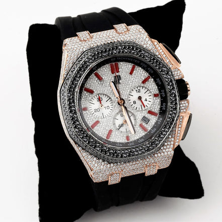 Rubber Strap Royal Oka Moissanite Watch