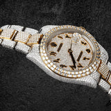 Dual Tone Iced Out Baguette Cut Moissanite Diamond Watch