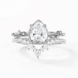 Art Deco Pear Cut VVS1 Moissanite Wedding Ring Set