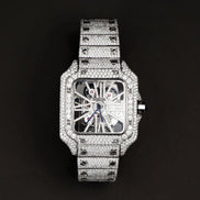Iced Out Skeleton Moissanite Automatic Watch