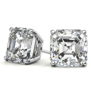 Solitaire Moissanite Assher Cut Push Back Stud Earrings