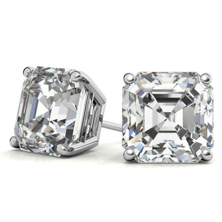 Solitaire Moissanite Assher Cut Push Back Stud Earrings