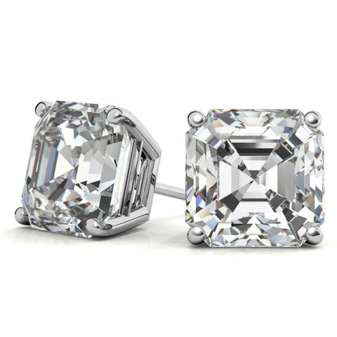 Solitaire Moissanite Assher Cut Push Back Stud Earrings