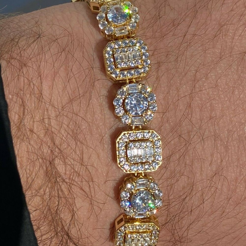 Cluster Moissanite Diamond Tennis Link Bracelet