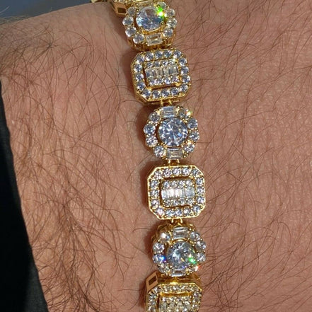 Cluster Moissanite Diamond Tennis Link Bracelet