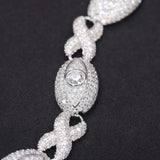 925 Sterling Silver Iced Out Eye Infinity Link Bracelet