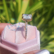 Yellow Gold Radiant Cut Pave Set Ring For Women
