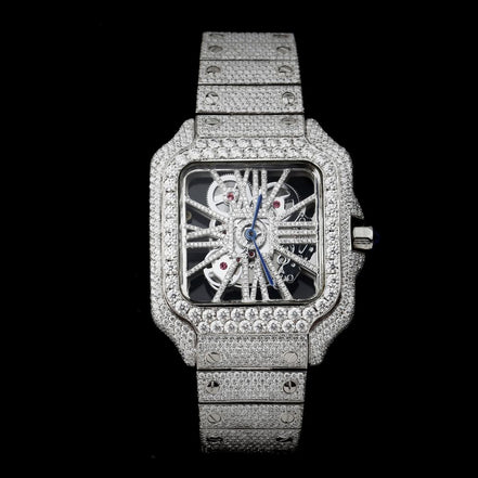Skeleton Moissanite Diamond Iced Out Watch