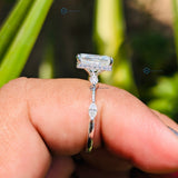 10K White Gold Radiant Cut Engagement Ring For Women