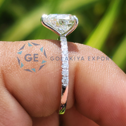 Pave Set Heart Cut Lab Grown Diamond Wedding Ring