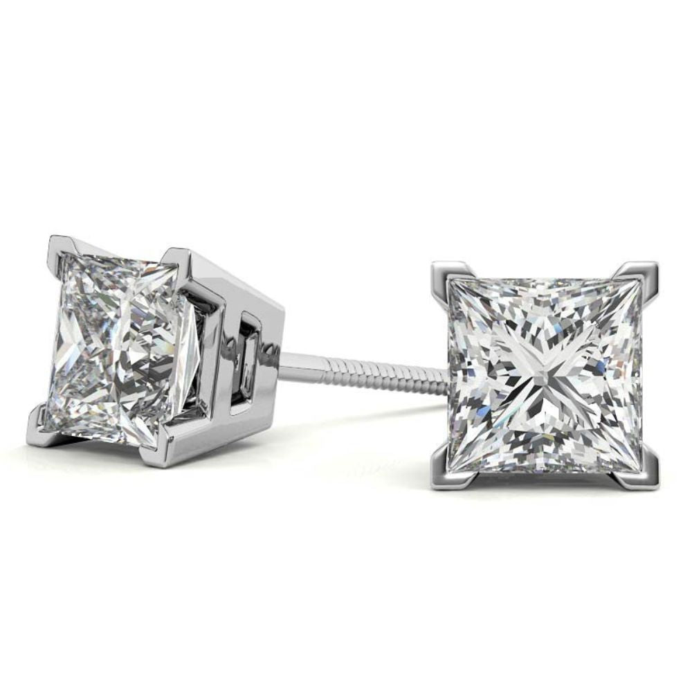 Solitaire Princess Cut Moissanite Stud Earrings For Her