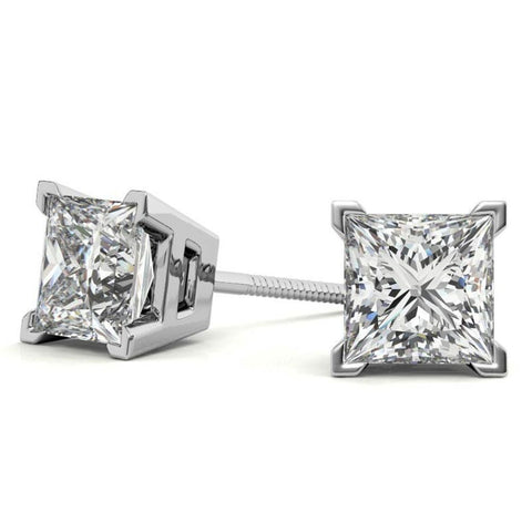 Solitaire Princess Cut Moissanite Stud Earrings For Her