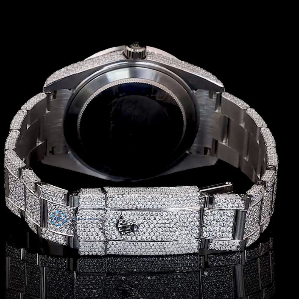 Full Iced Out Moissanite Date Just Stylish Wrist Watch For Men's