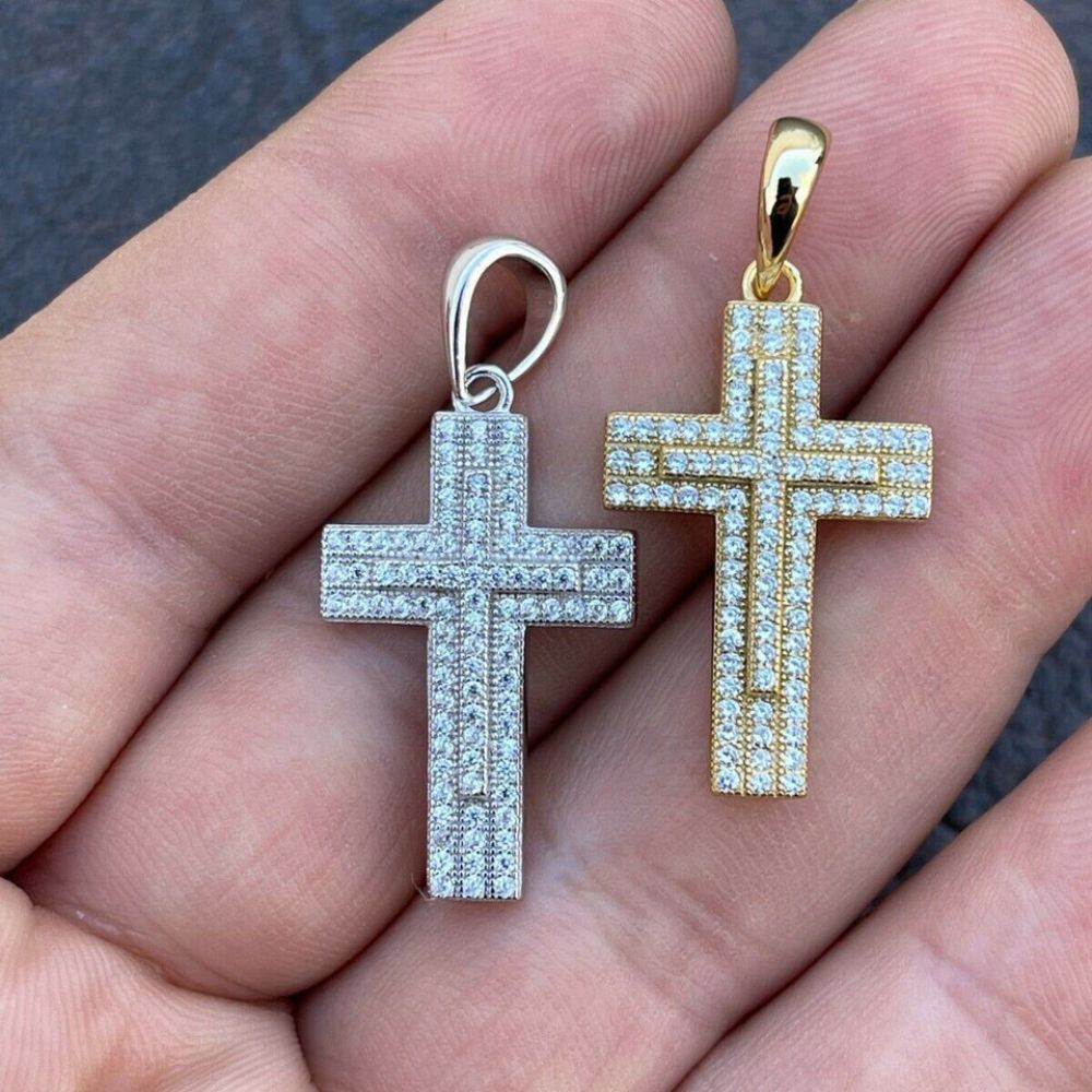 Moissanite Miami Iced Hip Hip Cross Pendant