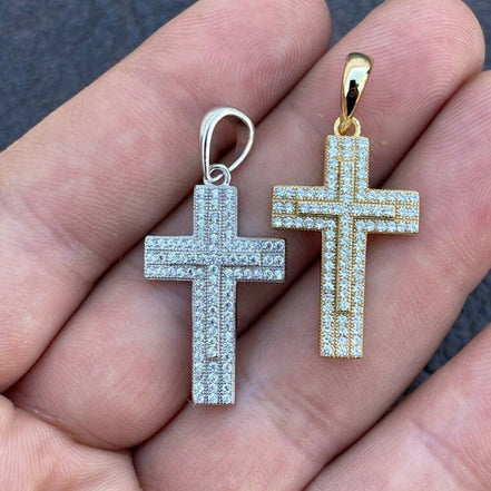 Moissanite Miami Iced Hip Hip Cross Pendant
