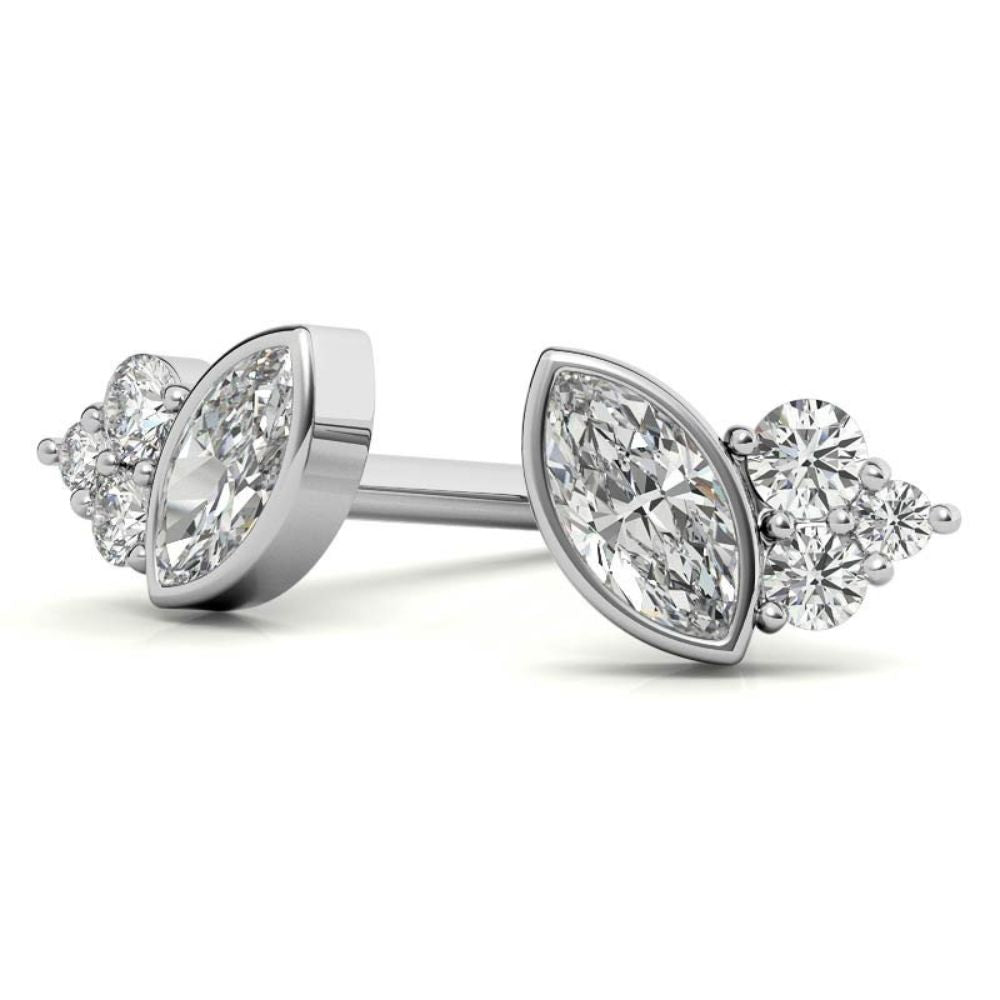 Marquise and Round Moissanite Cluster Earrings