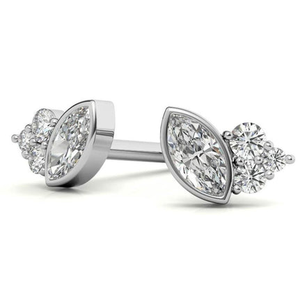 Marquise and Round Moissanite Cluster Earrings