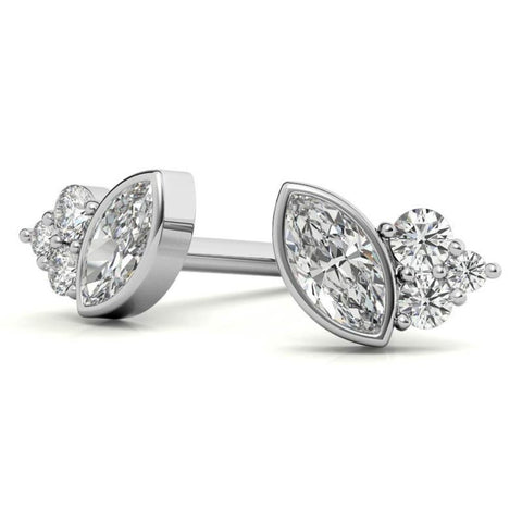 Marquise and Round Moissanite Cluster Earrings