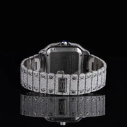 Blue Roman Number Iced Out Moissanite Watch
