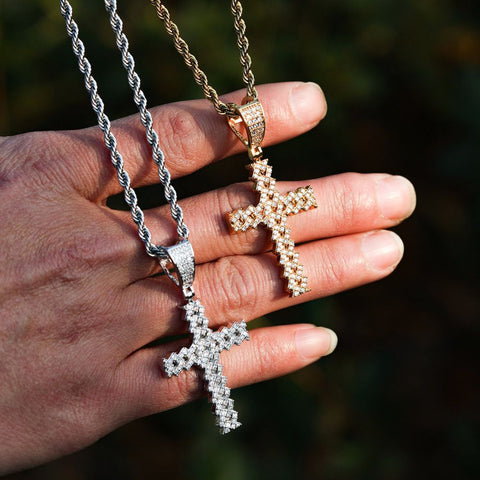 Hip Hop Buss Down Cross Moissanite Pendant