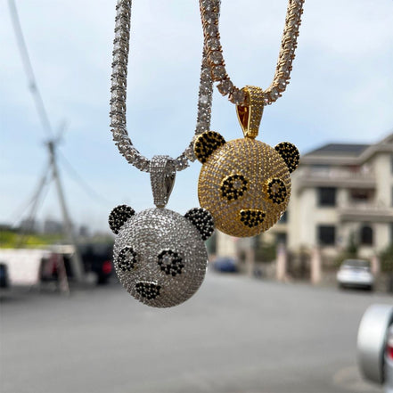 Colorless Moissanite Iced Out Panda Pendant