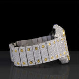 Moissanite Round Cut Dual Tone Hip Hop Watch