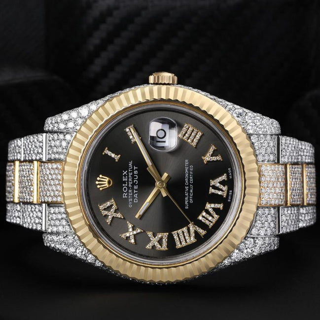 VVS1 Moissanite Dual Tone Datejust Wrist Watch