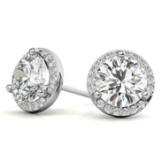 Round Cut Halo Moissanite Earrings For Her