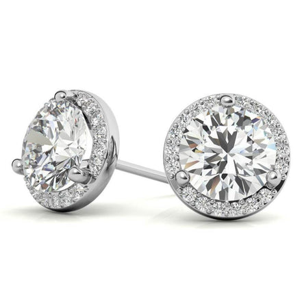 Round Cut Halo Moissanite Earrings For Her