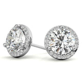 Round Cut Halo Moissanite Earrings For Her