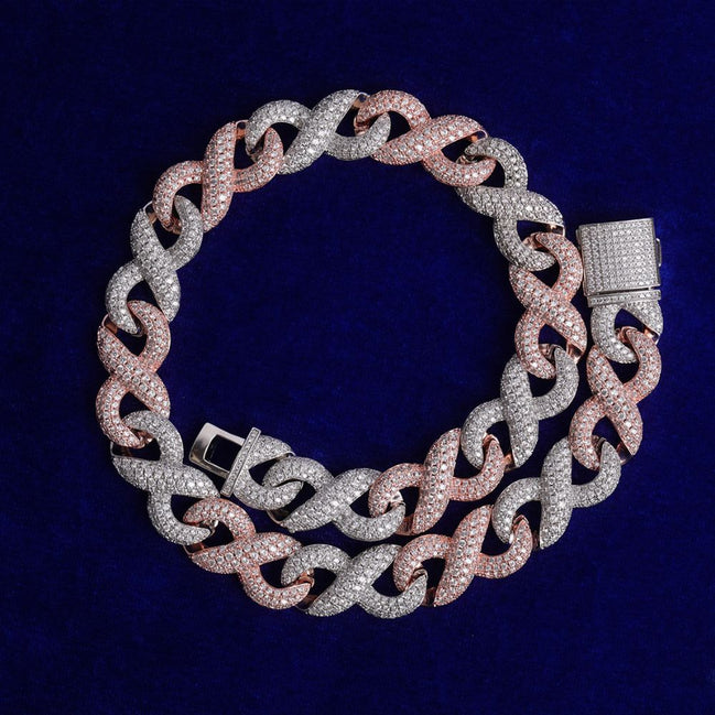 Dual Tone Infinity Miami Link Moissanite Chain