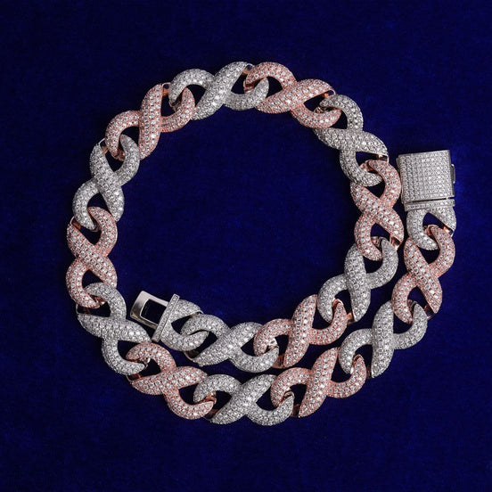 Dual Tone Infinity Miami Link Moissanite Chain