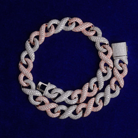 Dual Tone Infinity Miami Link Moissanite Chain
