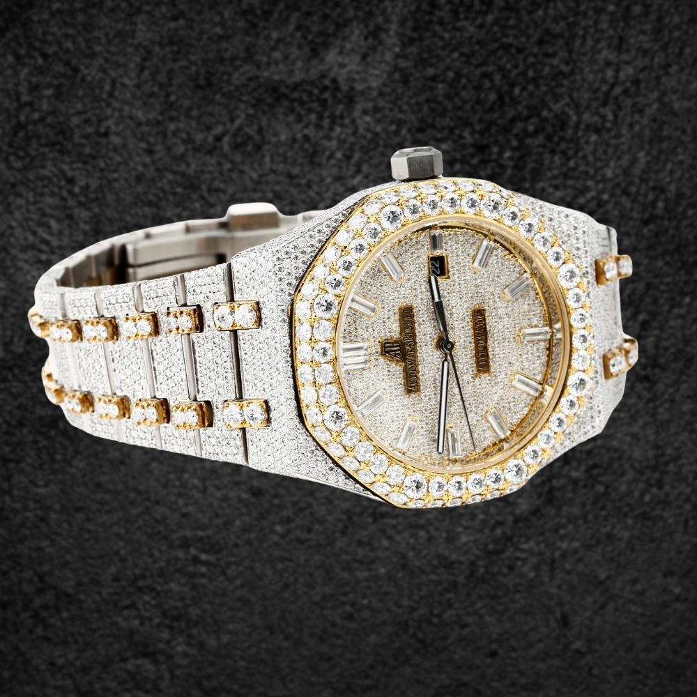Luxury Dual Tone Moissanite Diamond Wrist Watch