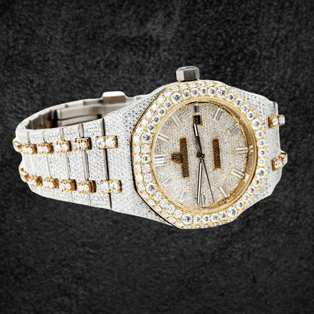 Luxury Dual Tone Moissanite Diamond Wrist Watch