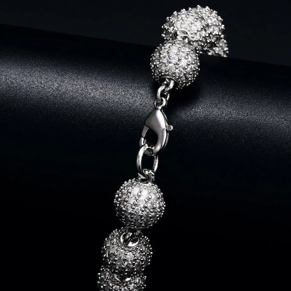 Ball Link Iced Out Moissanite Diamond Unisex Bracelet
