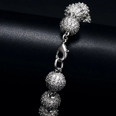 Ball Link Iced Out Moissanite Diamond Unisex Bracelet