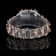 Leafe Style Roman Dial Dual Tone Moissanite Wrist Watch