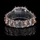 Leafe Style Roman Dial Dual Tone Moissanite Wrist Watch