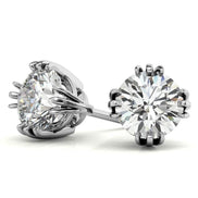Round Cut Triple Prong Moissanite Small Earrings