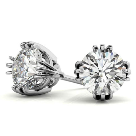 Round Cut Triple Prong Moissanite Small Earrings