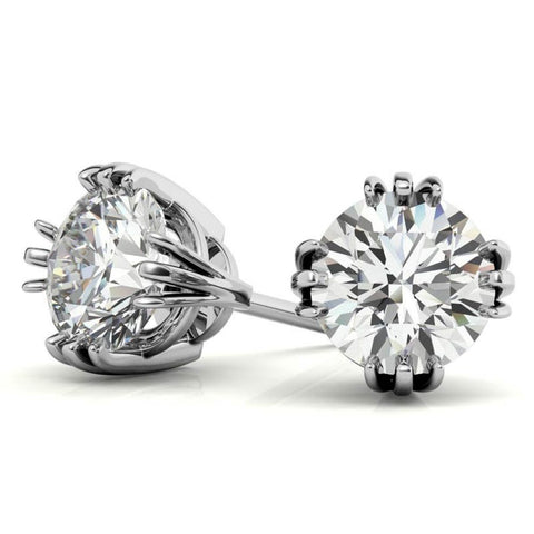 Round Cut Triple Prong Moissanite Small Earrings