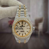 Bust Down Moissanite Dual Tone Classic Watch For Men's