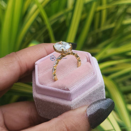 Lab Grown Oval Cut Yellow Gold Engagement Ring