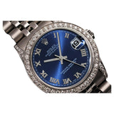 Blue Roman Number Moissanite Men's Watch