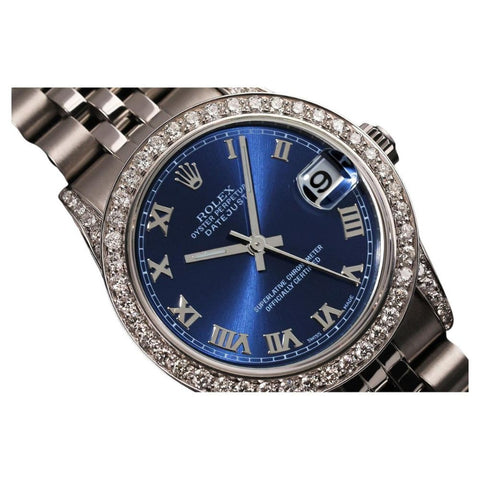 Blue Roman Number Moissanite Men's Watch