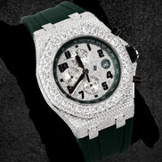 Moissanite Diamond Iced Out Rubber Strap Watch For Men's