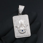 Hamsa Hand Moissanite Diamond Silver Pendant