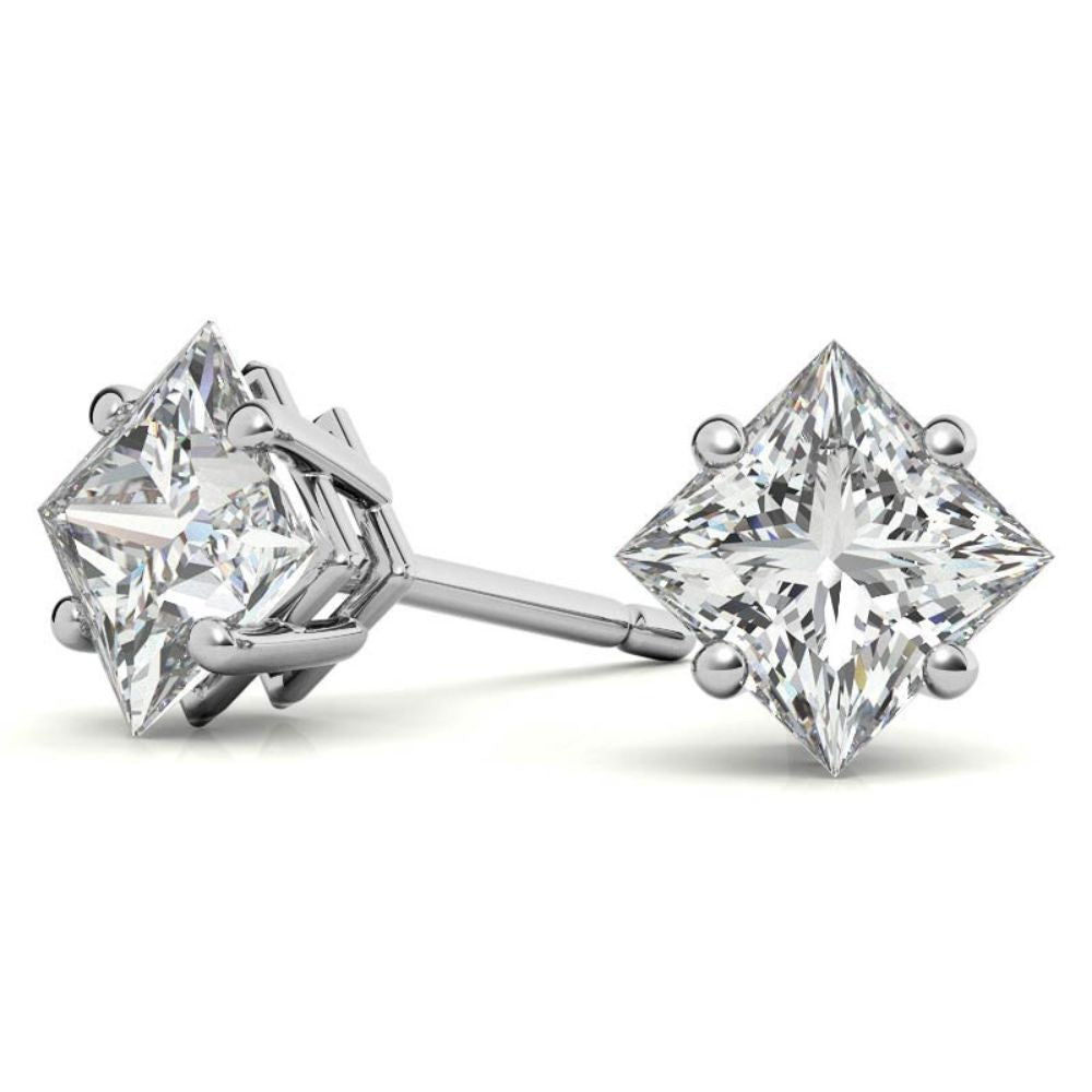 Fine Jewelry Princess Cut Moissanite Stud Earrings