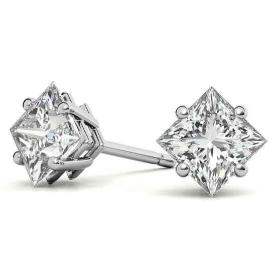 Fine Jewelry Princess Cut Moissanite Stud Earrings